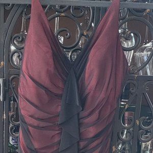 Maroon and Black Ruffled Gown from Cache